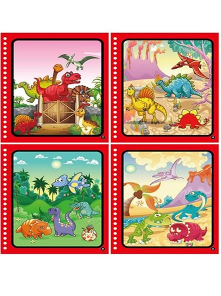 DİNAZORLAR ALEMİ Magic Book Eğitici İngilizce Sihirli Boyama Kitabı Su Kalemi Water Painting Kırmızı - Resim 2