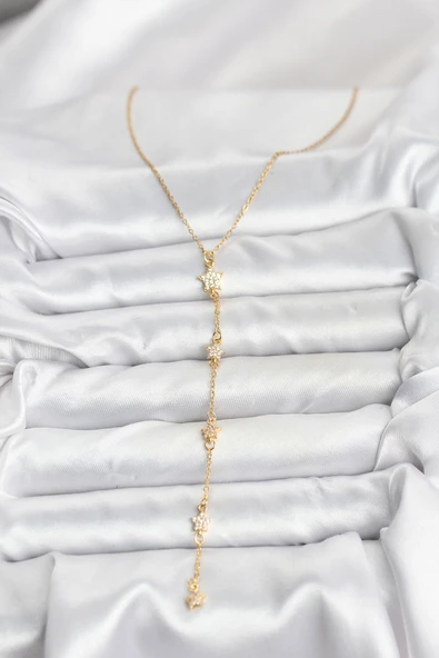 316L Çelik Zincir Gold Renkli Yıldız Model Kadın Y Ke - Resim 2