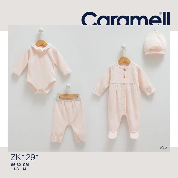 Caramell %100 Pamuk My Baby 4'lü Set 56-62 cm 1-3 Ay Pembe CRML.PMB.ZK1291 ürün görseli