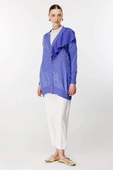 3603 GHİSA FIRFIR DETAYLI TRİKO HIRKA - Resim 4