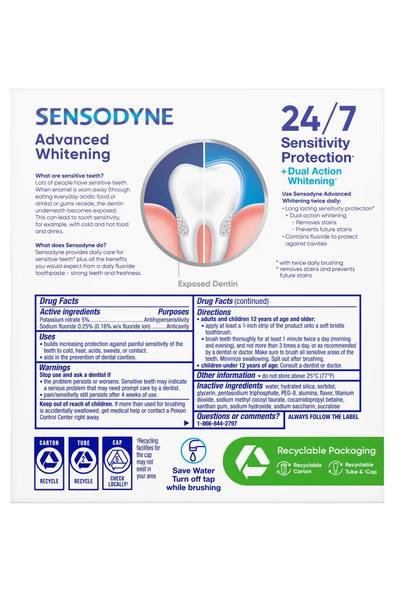 Sensodyne Advanced Whitening Diş Macunu 4lü Paket 4x184GR - Resim 2