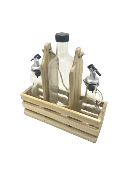 Ahşap Doğal 3Lü 2+1 Set Yağdanlık ve Sosluk Takımı(SET)(IHLAMUR - KAVAK) Ahşap Rengi 5 SET - Resim 3