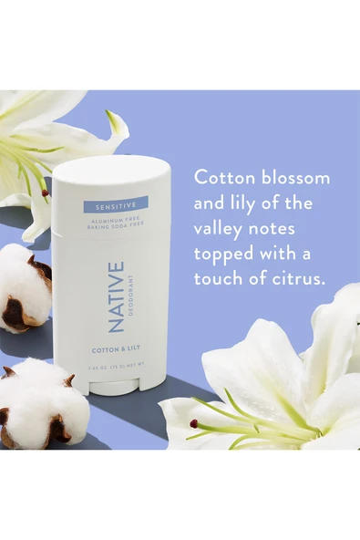 Native Sensitive Cotton & Lily Alüminyumsuz Stick Deodorant 75GR - Resim 4