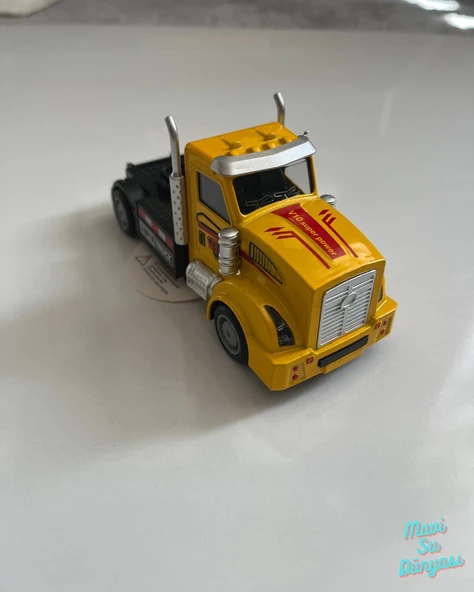 Metal Çek Bırak Tır Kafası Araba 13x5 Cm Sarı ürün görseli 1