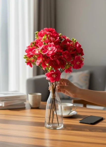 Yapay Çiçek Fuşya Yasemin Çiçeği Demeti 4 Dallı Buket 40*20cm ürün görseli 1