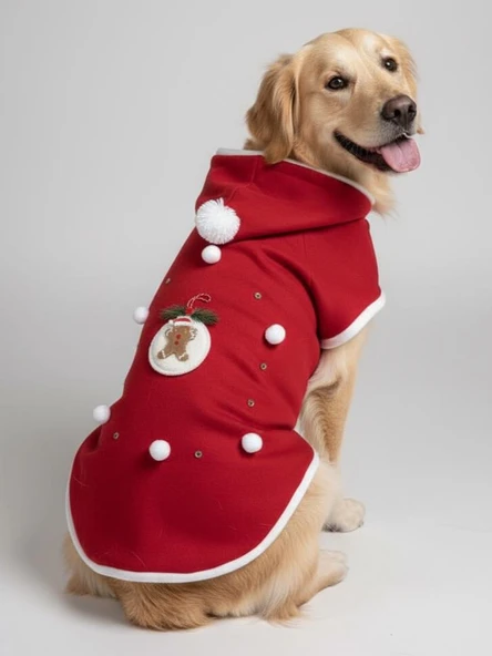 Kurabiye Adam Yılbaşı Köpek Kıyafeti | Noel Baba Kapüşonlu Polar Sweatshirt | Orta ve Büyük Irklar İçin - Resim 7