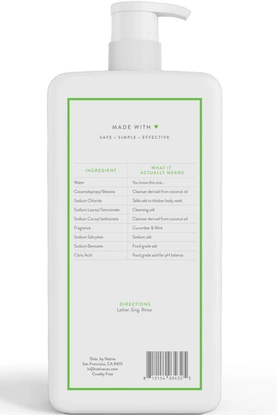 Native Salatalık & Nane Vücut Şampuanı 1064ML - Resim 2