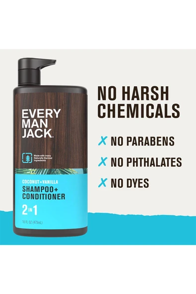 Every Man Jack Coconut + Vanilla 2’si 1 Arada Şampuan ve Saç Kremi 473ML - Resim 8