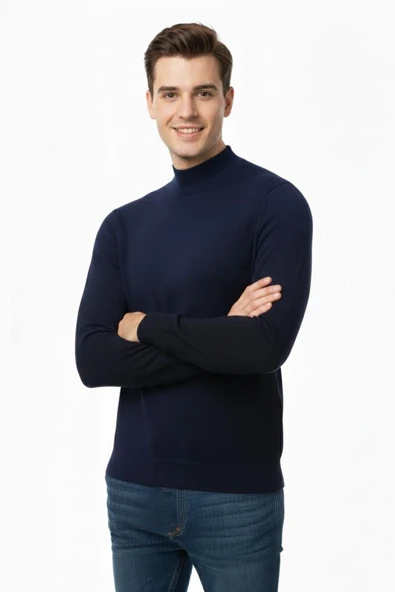 Erkek Yarım Balıkçı Kazak Çelik Örgü Regular Kalıp 4241B BGL-ST04854 - Resim 6