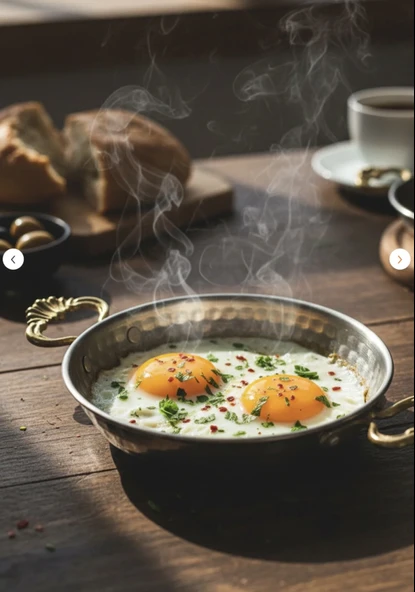 YUNUSOĞLU HOME Pirinç Kulplu Çelik Otantik Sahan, El Dövme Desenli, Sos, Yumurta ve Sucuk Tavası 13 cm - Resim 2