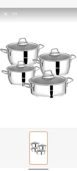 Hisar teos 8 PRC çelik tencere seti ürün görseli