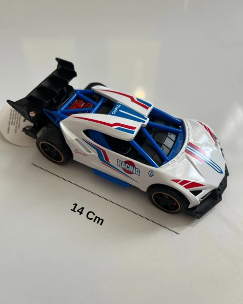 Metal Çek Bırak Yarış Arabası 14x6 Cm Beyaz - Resim 2