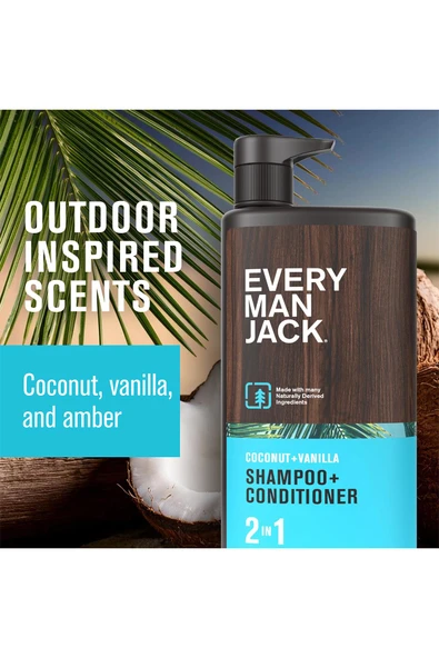 Every Man Jack Coconut + Vanilla 2’si 1 Arada Şampuan ve Saç Kremi 473ML - Resim 4