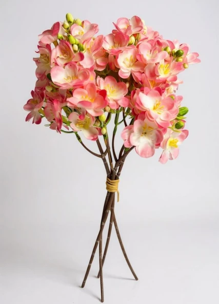 Yapay Çiçek Pembe Yasemin Çiçeği Demeti 4 Dallı Buket 40*20cm - Resim 2