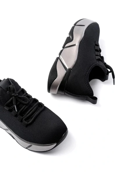 RS-400  Siyah Bağcıklı Fileli Platin Taban Günlük Kadın Spor - Resim 5