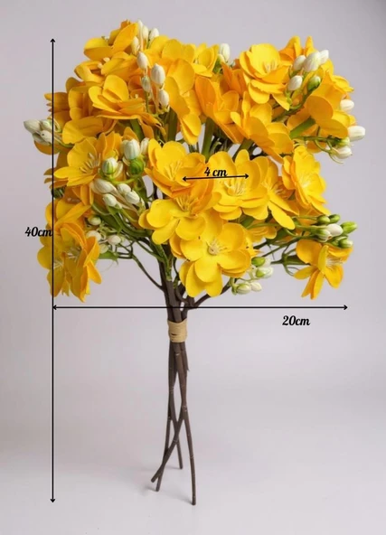 Yapay Çiçek Sarı Yasemin Çiçeği Demeti 4 Dallı Buket 40*20cm - Resim 3