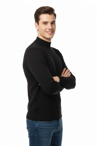 Erkek Yarım Balıkçı Kazak Çelik Örgü Regular Kalıp 4241B BGL-ST04854 - Resim 8