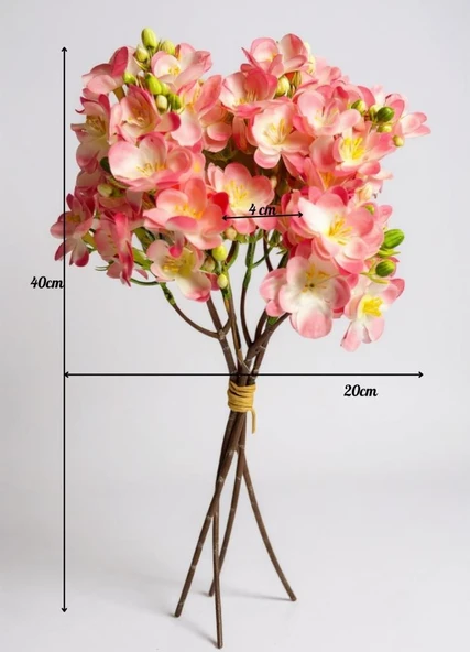 Yapay Çiçek Pembe Yasemin Çiçeği Demeti 4 Dallı Buket 40*20cm - Resim 3