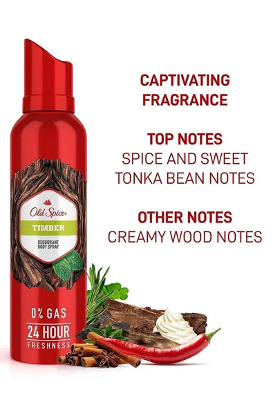 Old Spice Timber Erkek Deodorant Vücut Spreyi 140ML - Resim 3