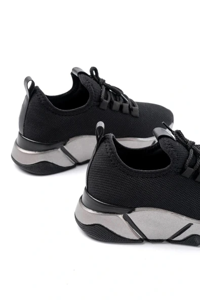 RS-400  Siyah Bağcıklı Fileli Platin Taban Günlük Kadın Spor - Resim 4