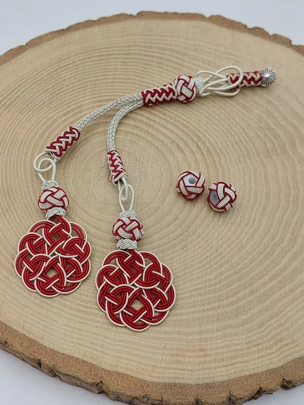 Bakır El İşi Kazaz Püskül İkili & 2 Habbeli Takım (58324) - Resim 2