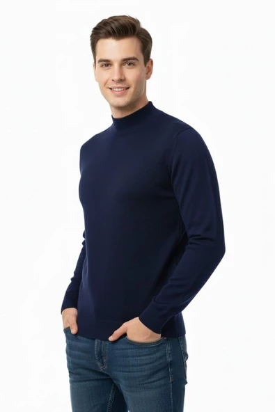 Erkek Yarım Balıkçı Kazak Çelik Örgü Regular Kalıp 4241B BGL-ST04854 - Resim 3