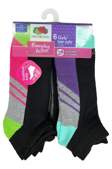 Fruit Of The Loom Girls Low Cuts Tines Çorap 6lı Paket (L) ürün görseli