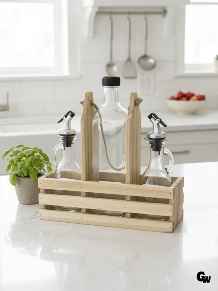 Ahşap Doğal 3Lü 2+1 Set Yağdanlık ve Sosluk Takımı(SET)(IHLAMUR - KAVAK) Ahşap Rengi 1 SET - Resim 2