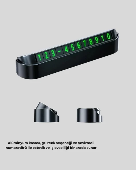 Alüminyum Kasa Gri Çevirmeli Araç İçi Telefon Numaratörü - Resim 2