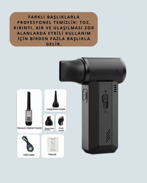 Yüksek Hızlı Kablosuz El Tipi Hava Üfleme Temizlik Cihazı - Resim 4