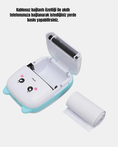Taşınabilir Mini Termal Yazıcı 200 DPI Bluetooth Bağlantılı - Resim 2