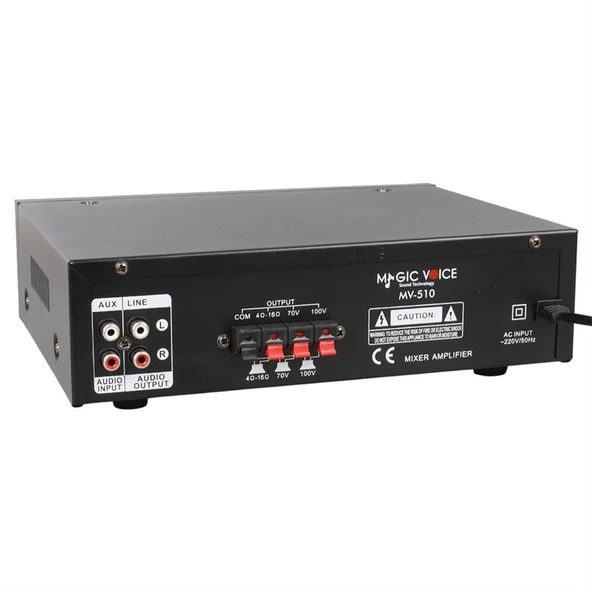 Magicvoice MV-510 50 Watt Usb-Sd-Bluetooth Girişli Hat Trafolu Ses Mixer - Resim 3