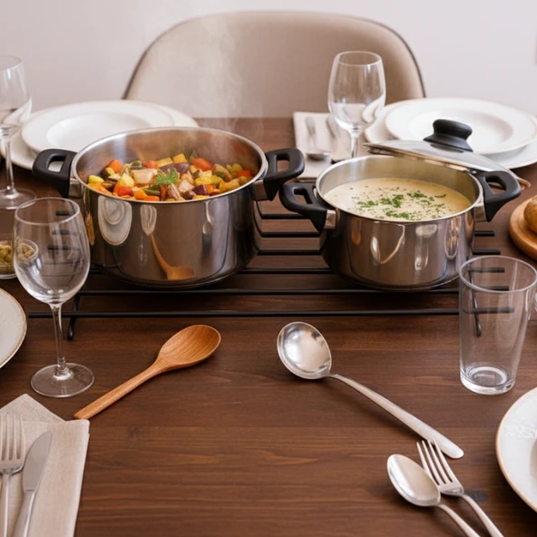 TEKMARKED ÇOK AMAÇLI ISIYA DAYANIKLI METAL TENCERE, TAVA, FIRIN TEPSİSİ VE ÇAYDANLIK ALTLIĞI (NİHALE) (48.5x31 cm) - 4