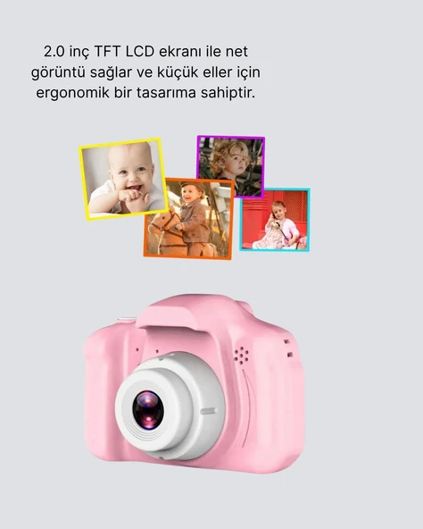 Mini Dijital Çocuk Kamerası 8MP HD Ekranlı 1080P Video ve Şarjlı - Resim 3