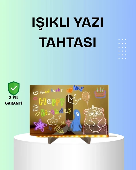 Yaratıcı Çizim ve Mesajlar İçin LED Işıklı Renkli Tahta ürün görseli 1