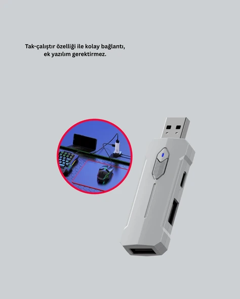 5’i 1 Arada Mobil Oyun Seti Klavye Mouse Dönüştürücü iOS & Android - Resim 3