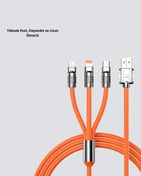 ÜÇLÜ Şarj Kablosu – Yüksek Hızlı, Dayanıklı ve Uzun Ömürlü - Resim 2