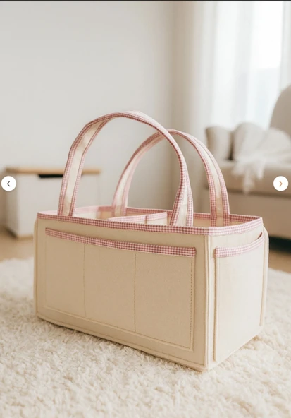 YUNUSOĞLU HOME Anne Bebek Keçe Bakım Çantası Yenidoğan İçin Organizer Düzenleyici Çok Amaçlı - Resim 2