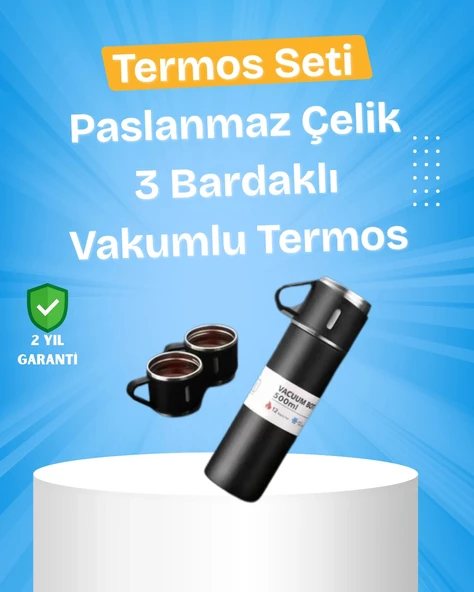 Paslanmaz Çelik Termos Seti | 500 ml Kapasite, 6-12 Saat Isı Koruma, Hediye Kutulu ürün görseli