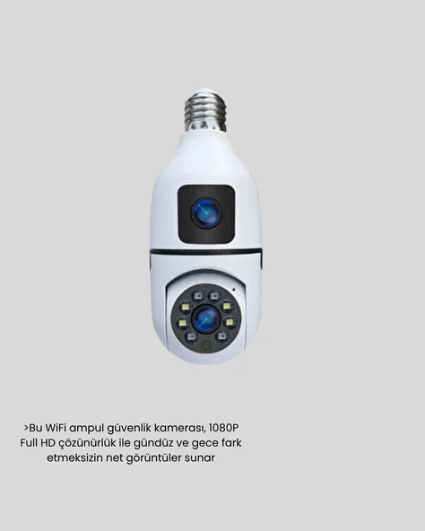 Ampul Tipi WiFi Kamera 2MP Lensli Full HD Görüntü ve Akıllı Hareket Algılama - Resim 4