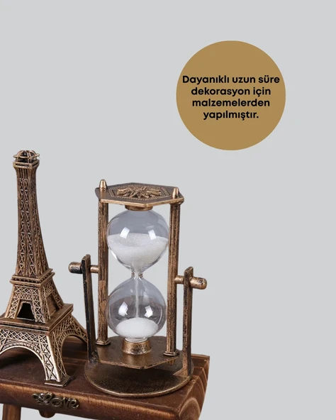 Klasik Tasarımlı Ahşap Kum Saati – Ev ve Ofis İçin Masaüstü Aksesuarı - Resim 4