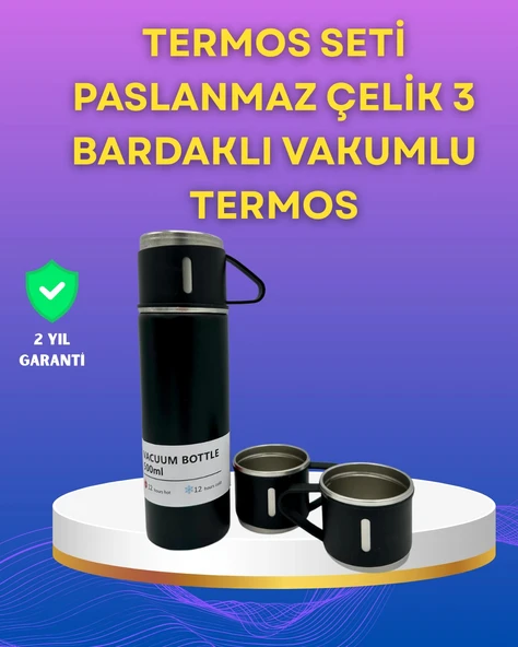 Çelik Termos Bardak Seti | 500 ml Kapasite, Kaymaz Taban, Hediye Kutulu ürün görseli