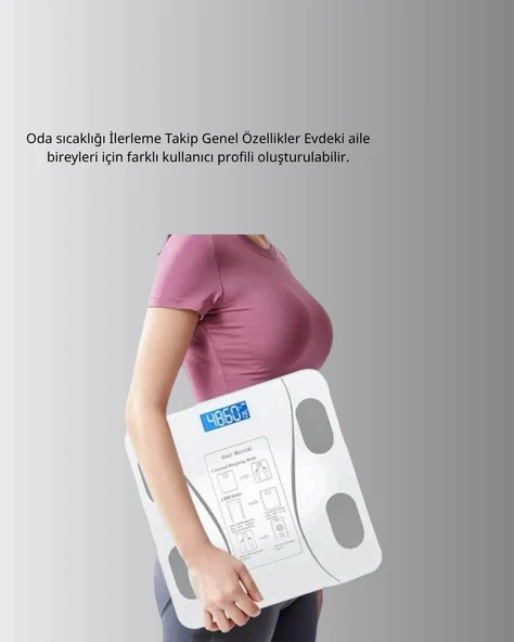 Akıllı Bluetooth Tartı – 8 Farklı Ölçüm Verisi, Otomatik Kişi Tanıma - Resim 4