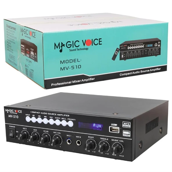 Magicvoice MV-510 50 Watt Usb-Sd-Bluetooth Girişli Hat Trafolu Ses Mixer - Resim 4