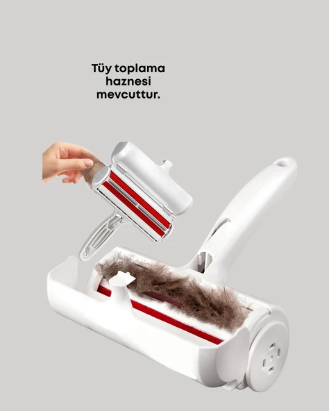 Elektriksiz Hazneli Tüy Temizleyici – Kedi Köpek Tüy Toplama Rulosu - Resim 2