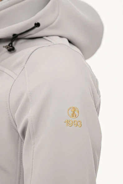 Kürklü Su ve Rüzgar Geçirmez Beyaz Softshell Kışlık Erkek Mont - Resim 4