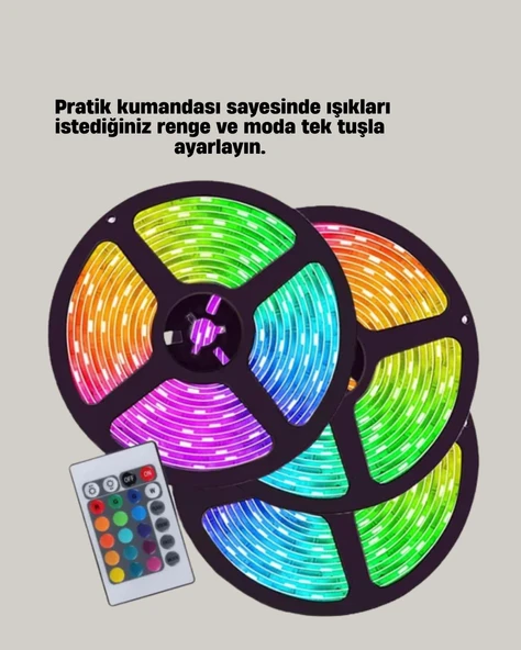 Uzaktan Kumandalı RGB Smart Şerit LED Işık Esnek ve Taşınabilir Dekorasyon - Resim 2