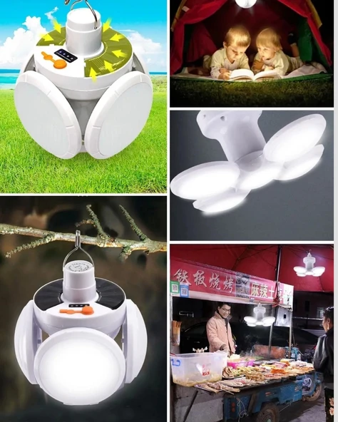 Katlanabilir 5 Kanatlı Solar LED Bahçe ve Kamp Lambası - Resim 4