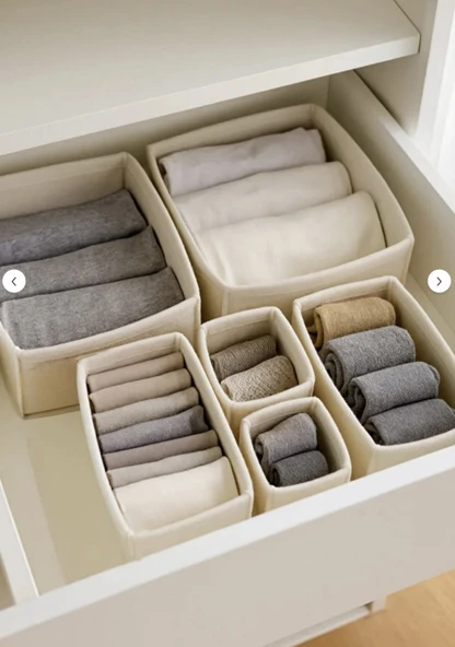 YUNUSOĞLU HOME Keçe Çekmece ve Dolap Düzenleyici Organizer Seti 6 Parça Krem Çok Amaçlı Düzenleyici Kutular ürün görseli