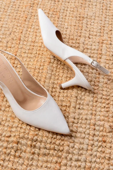 ST-1152 Beyaz Günlük 7 cm Topuklu Kadın Ayakkabı - Resim 4
